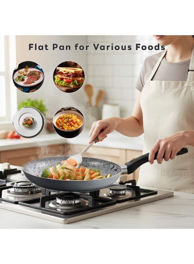 Sharpdo Non-Stick Cookware Set, Aluminum Cookware Set with Food Grade Glass Lids, PFOA Free Non-Stick Surface, Heat Resistant Handles, All Stovetops Compatible Kitchen Pots and Pans Set, 18cm Milk Pan, 24cm Casserole, 28cm Casserole, 24cm Fry Pan - Image 4